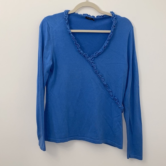 J. McLaughlin V-Neck Sweater Top in Blue - Picture 2 of 9